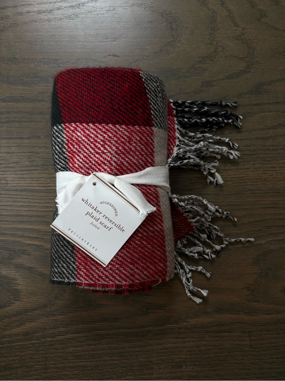 Pottery Barn Reversible Plaid Scarf